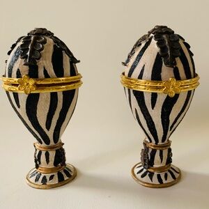 Elegant Zebra Print jewelry boxes with Gold Accents